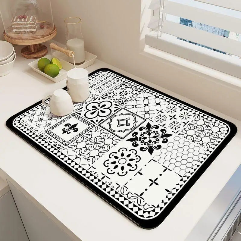 Diatomite Drainage Mat Non-Slip Retro Floral 30x40cm Diatomite Drainage Mat Nixie