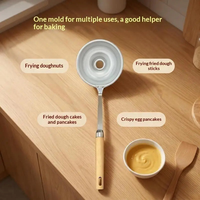 Food-Grade Donut Frying Mold with Wood Handle | Ring Maker Donut Frying Mold Nixie