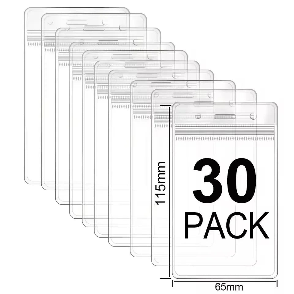 Transparent Waterproof ID Badge Holders with Resealable Zip ID Badge Holder Nixie A-Clear 30PCS
