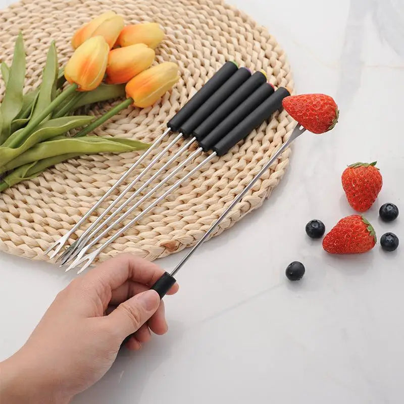 6-Piece Stainless Steel Fondue Fork Set – Cheese & Dessert Picks