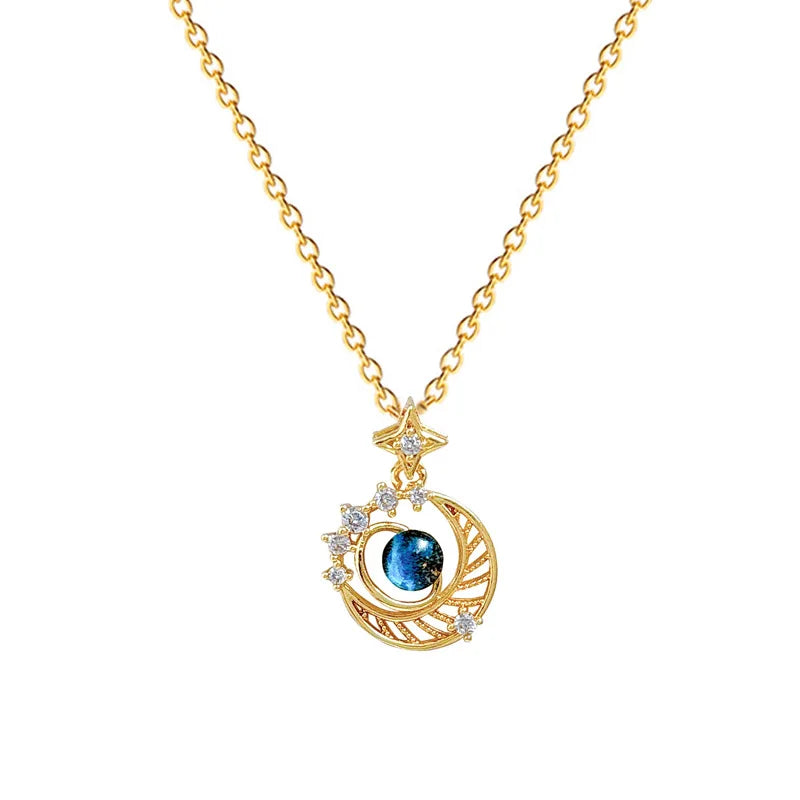 Starry Sky Zircon Pendant Necklace – Gold Clavicle Chain Pendant Necklace Nixie