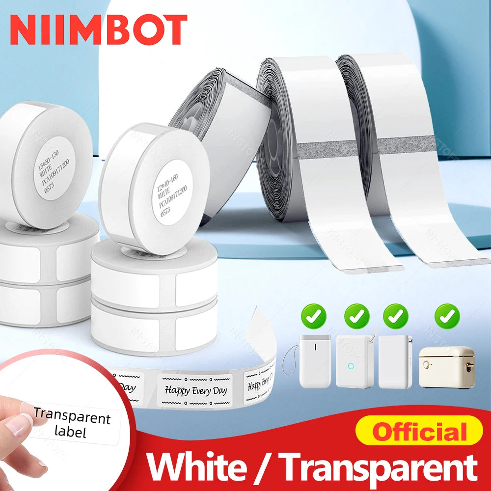 Niimbot Thermal Label Rolls – Clear & White for D11 D110 D101 Thermal Label Roll Nixie