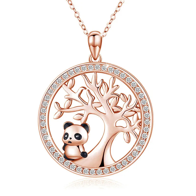 Panda Simulated Opal Bamboo Pendant Necklace | Women's Fashion Pendant Necklace Nixie