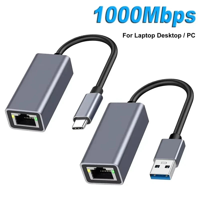 USB Type-C to RJ45 Gigabit Ethernet Adapter 10/100/1000Mbps USB Ethernet Adapter Nixie
