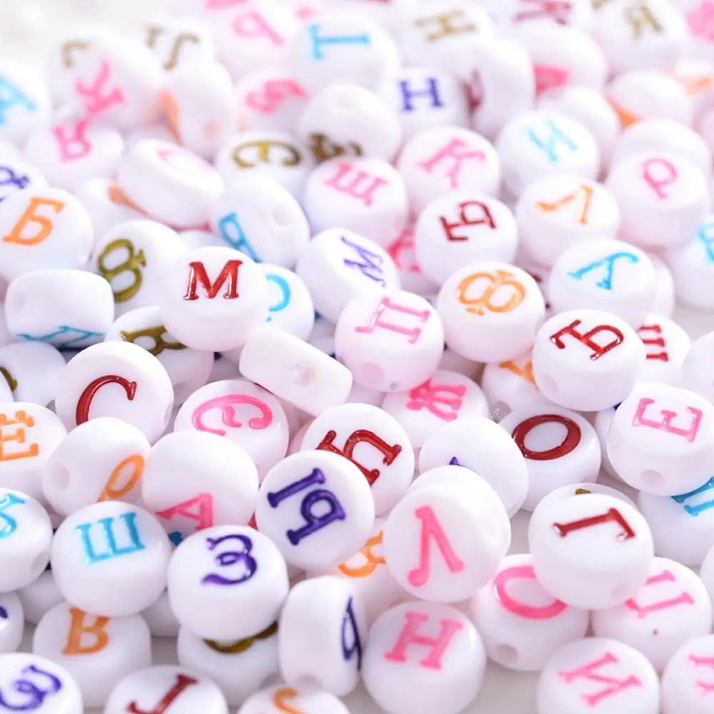 100Pcs Russian Letter Acrylic Beads – Alphabet Spacer Beads Alphabet Craft Beads Nixie