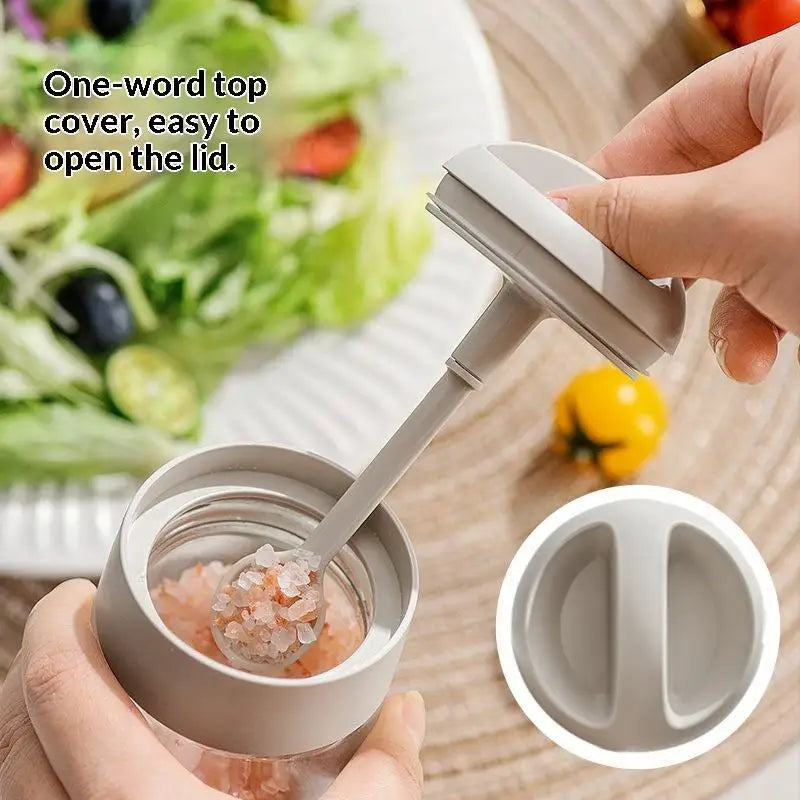 Airtight Glass Spice Jar with Spoon Lid – Moisture-Proof Glass Spice Jar Nixie
