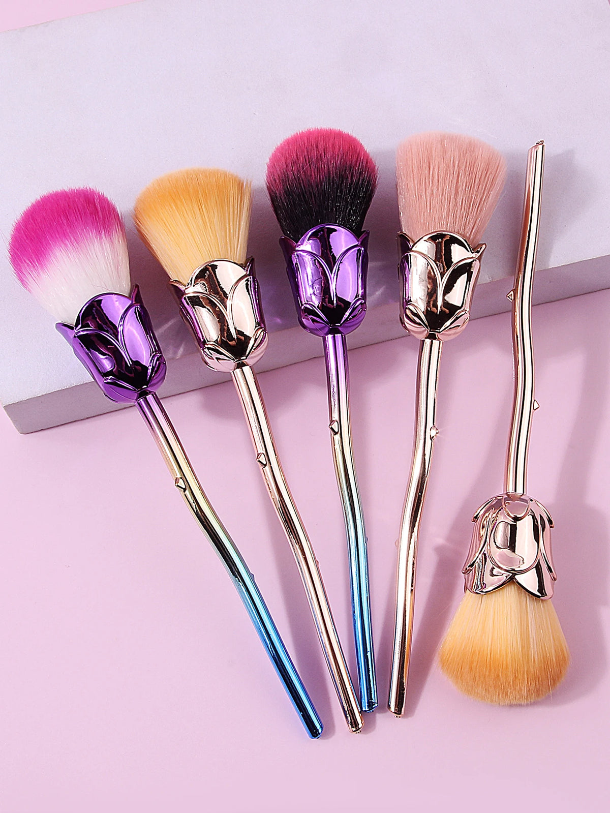 Rose Nail & Makeup Brush Set – Soft Wool Bristles | Nixie