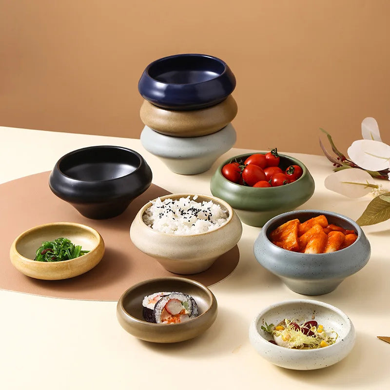 Japanese Retro Ceramic Dipping Dish & Bowl | Wabi-Sabi Style Ceramic Dish Bowl Nixie