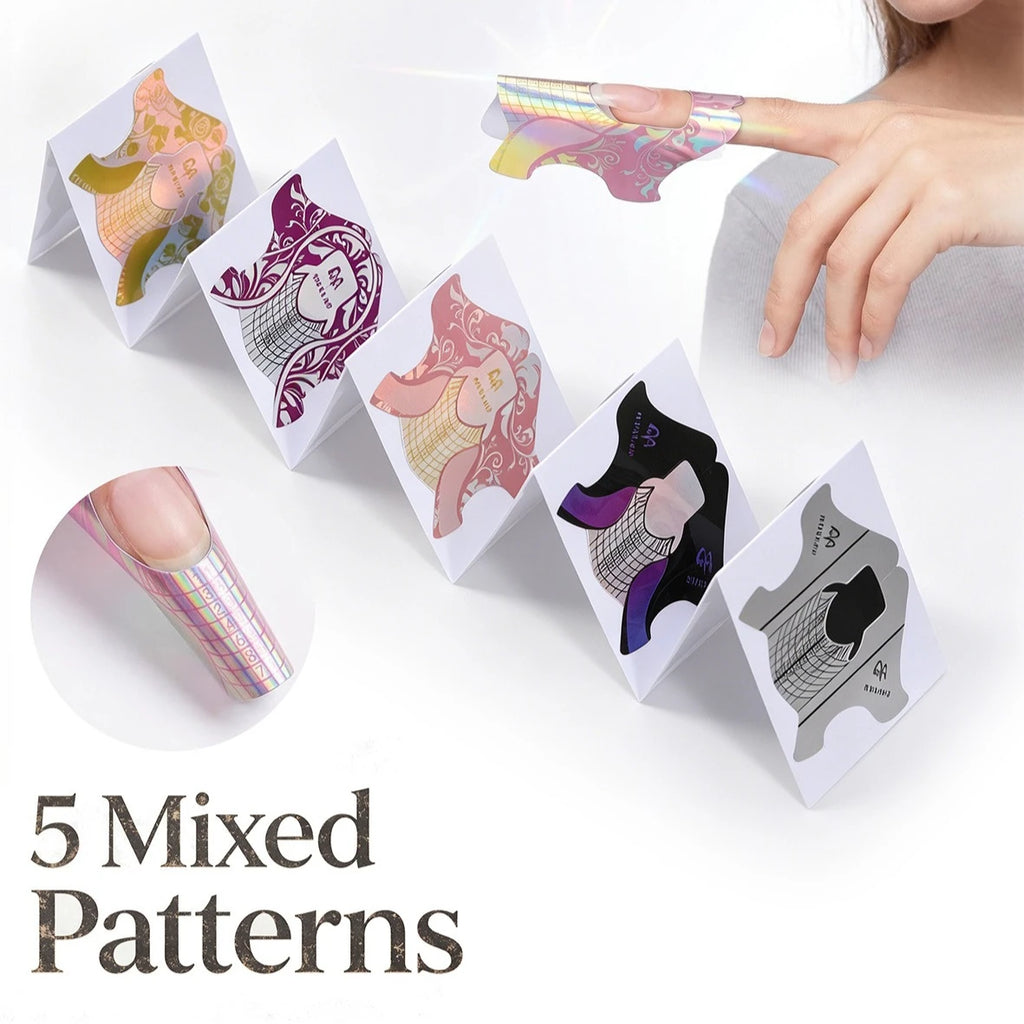 5-Pack Mixed Nail Extension Paper Forms – Self-Adhesive Tips Nail Extension Forms Nixie