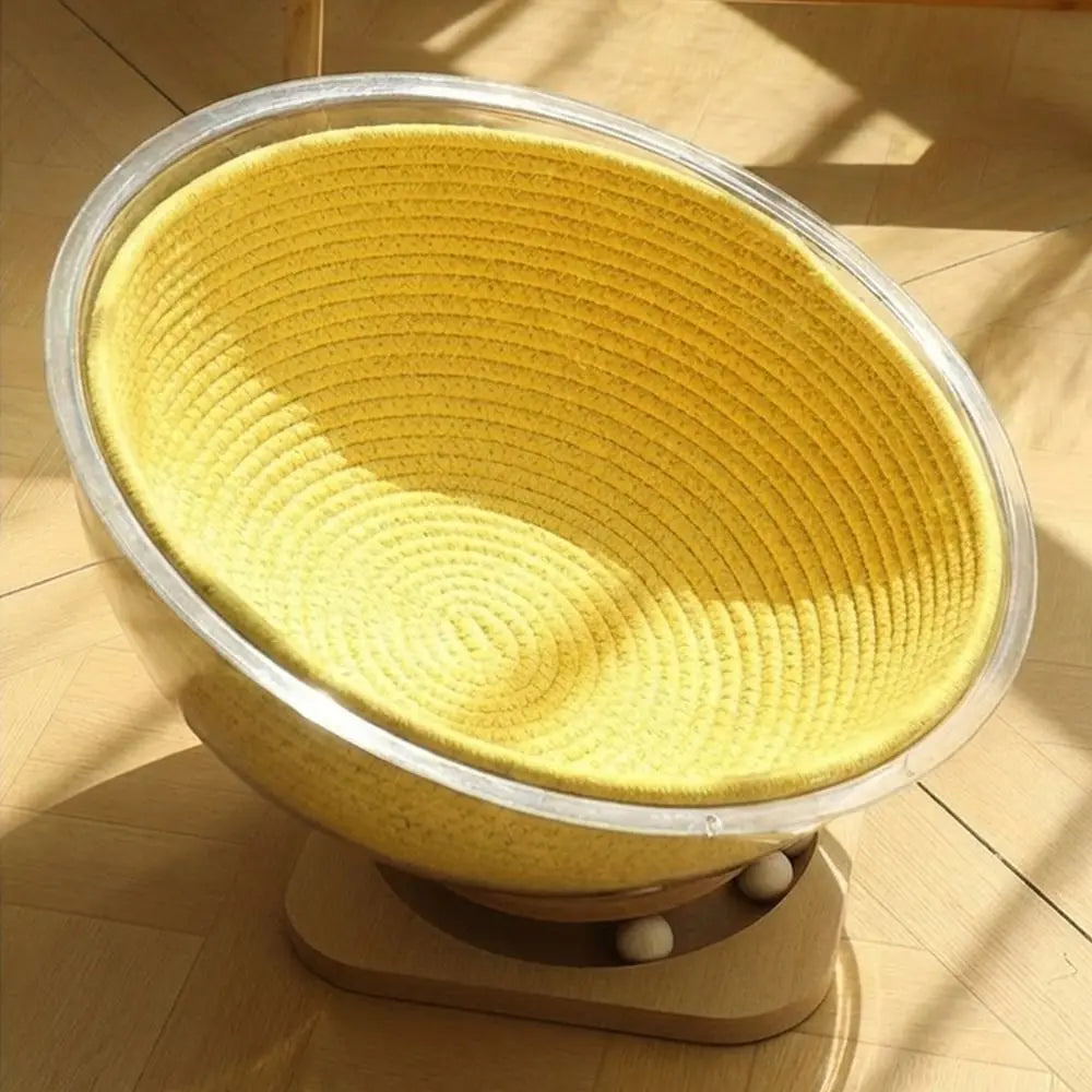 Washable Cotton Rope Round Cat Bed with Climbing Frame