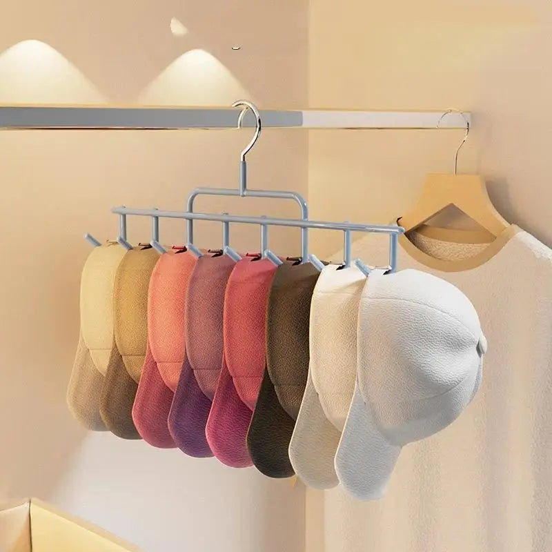 Wall-Mounted Hat Rack 8 Hooks – Metal Cap Organizer for Closet