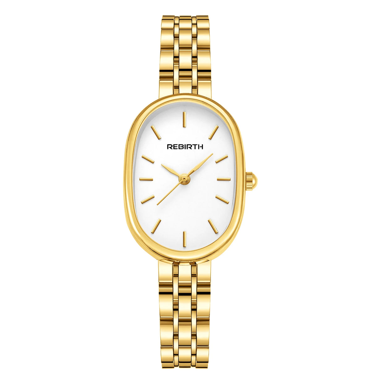 REBIRTH Retro Oval Roman Numeral Women's Quartz Watch Women's Quartz Watch Nixie Gold