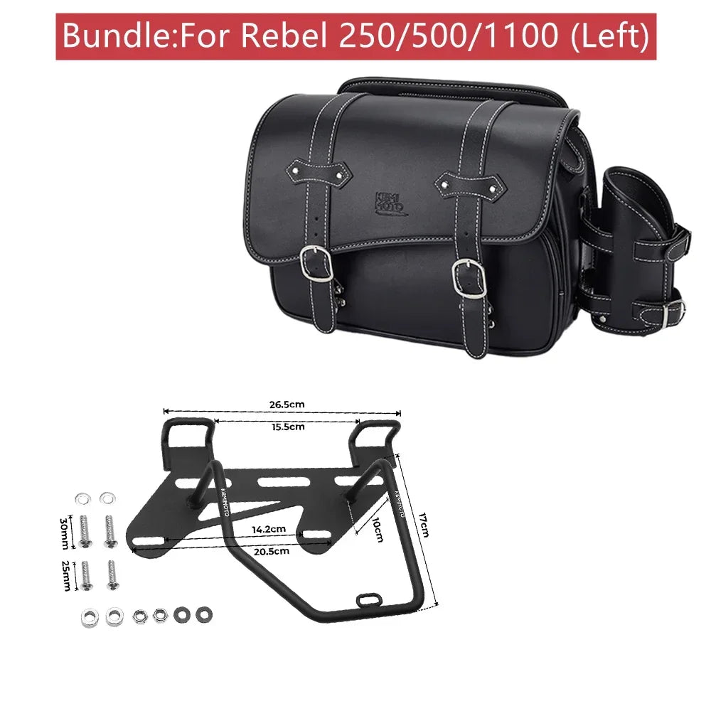 Waterproof PU Leather Motorcycle Saddlebag 10L | Honda Rebel