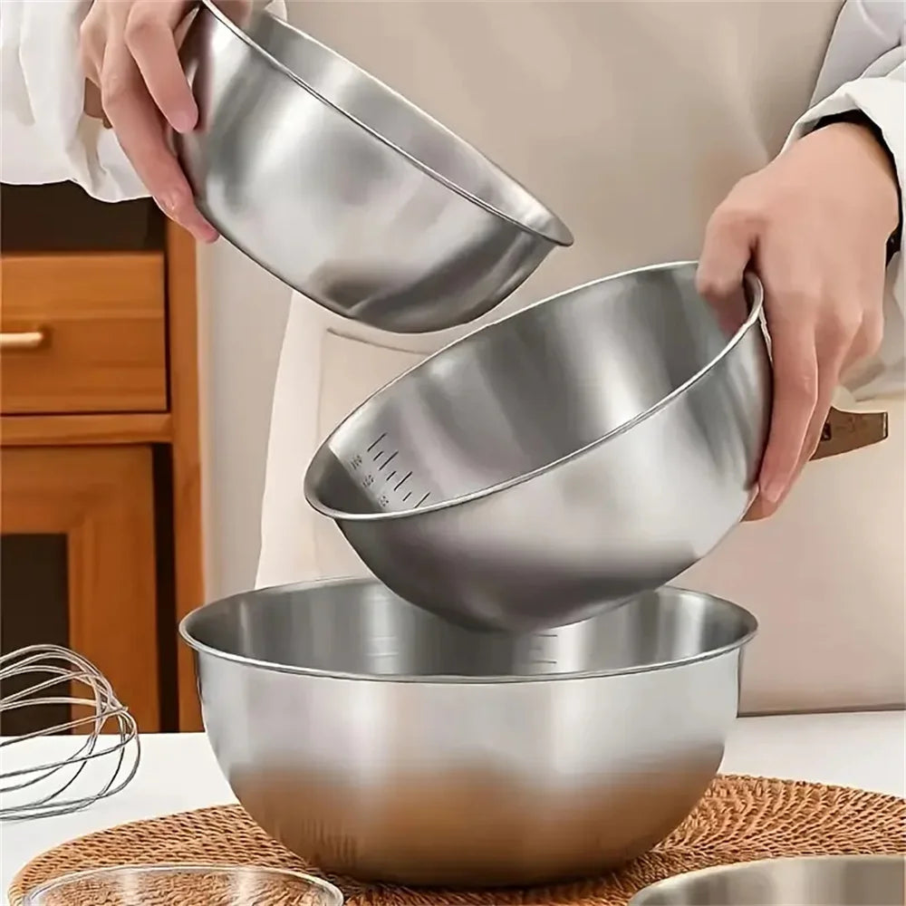 Stainless Steel Mixing Bowl Set with Scale – 1-3 Pcs Mixing Bowl Set Nixie