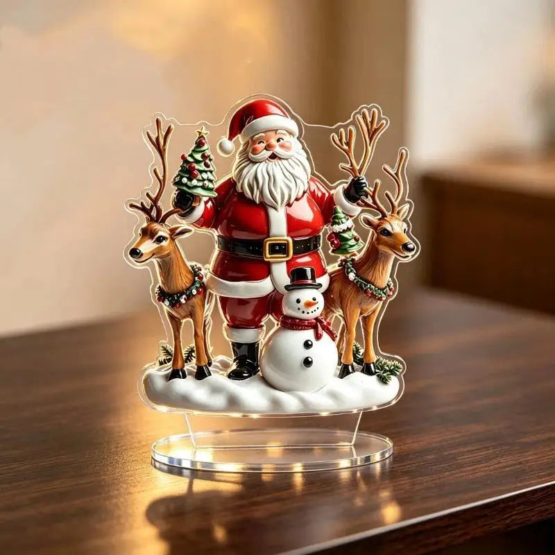 2D Acrylic Santa Reindeer Desktop Christmas Ornament Decor Christmas Acrylic Ornament Nixie A2