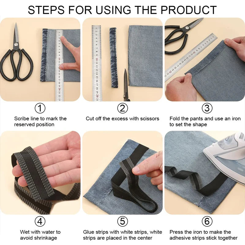 Iron-On Hem Tape – No-Sew Fabric Fusion Tape for Jeans Iron-On Hem Tape Nixie