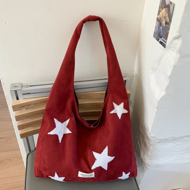 Korean Large Capacity Star Embroidered Shoulder Bag for Women Shoulder Bag Nixie