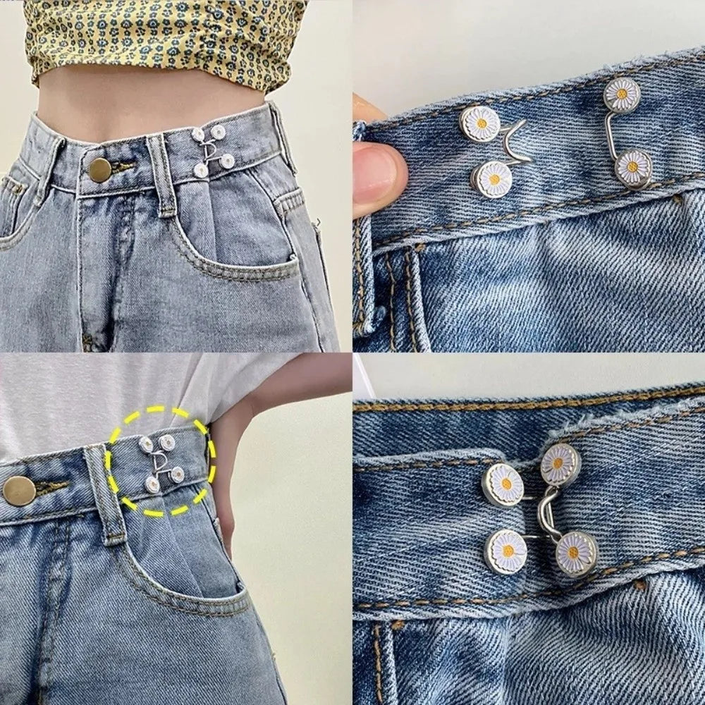 No-Sew Adjustable Button Pins for Jeans, Pants & Skirts Button Clip Accessory Nixie