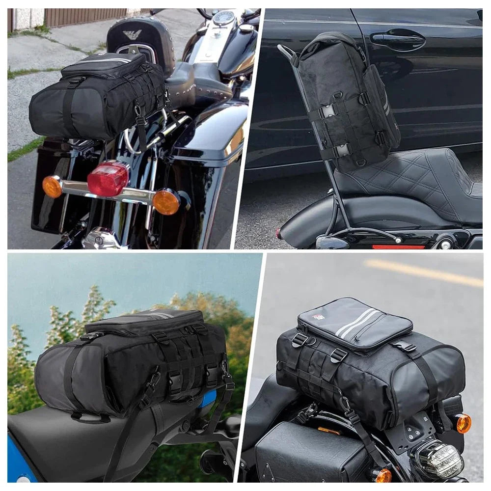 KEMITOUR 30L Motorcycle Sissy Bar Bag with Waterproof Rain Cover Motorcycle Tail Bag Nixie