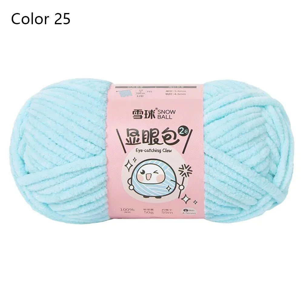 Soft Chenille Yarn 50g 59M 4.5mm – Shiny Chunky Knitting Yarn