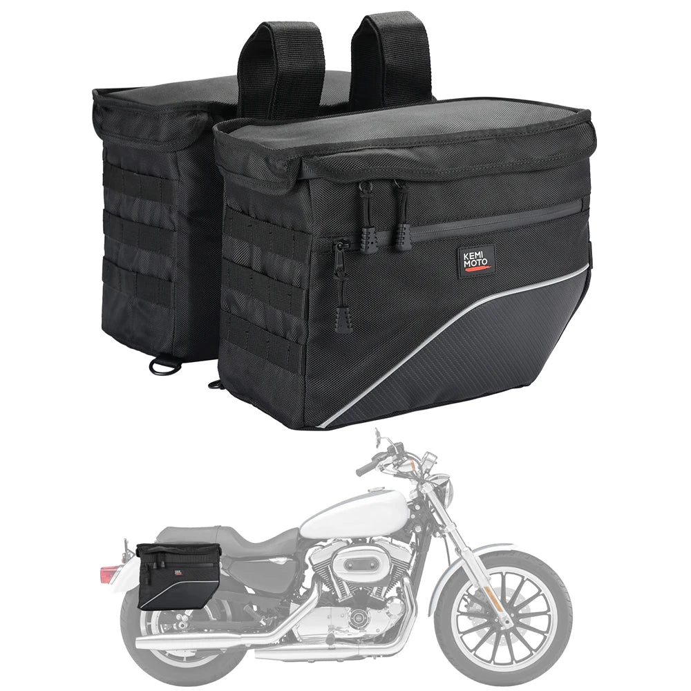 KEMITOUR 26L Throw Over Motorcycle Saddlebags – Universal Fit Motorcycle Saddlebags Nixie Black