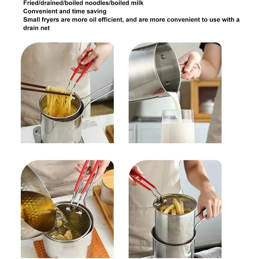 Mini Deep Fryer Pot with Basket – 304 Stainless Steel Deep Fryer Pot Nixie