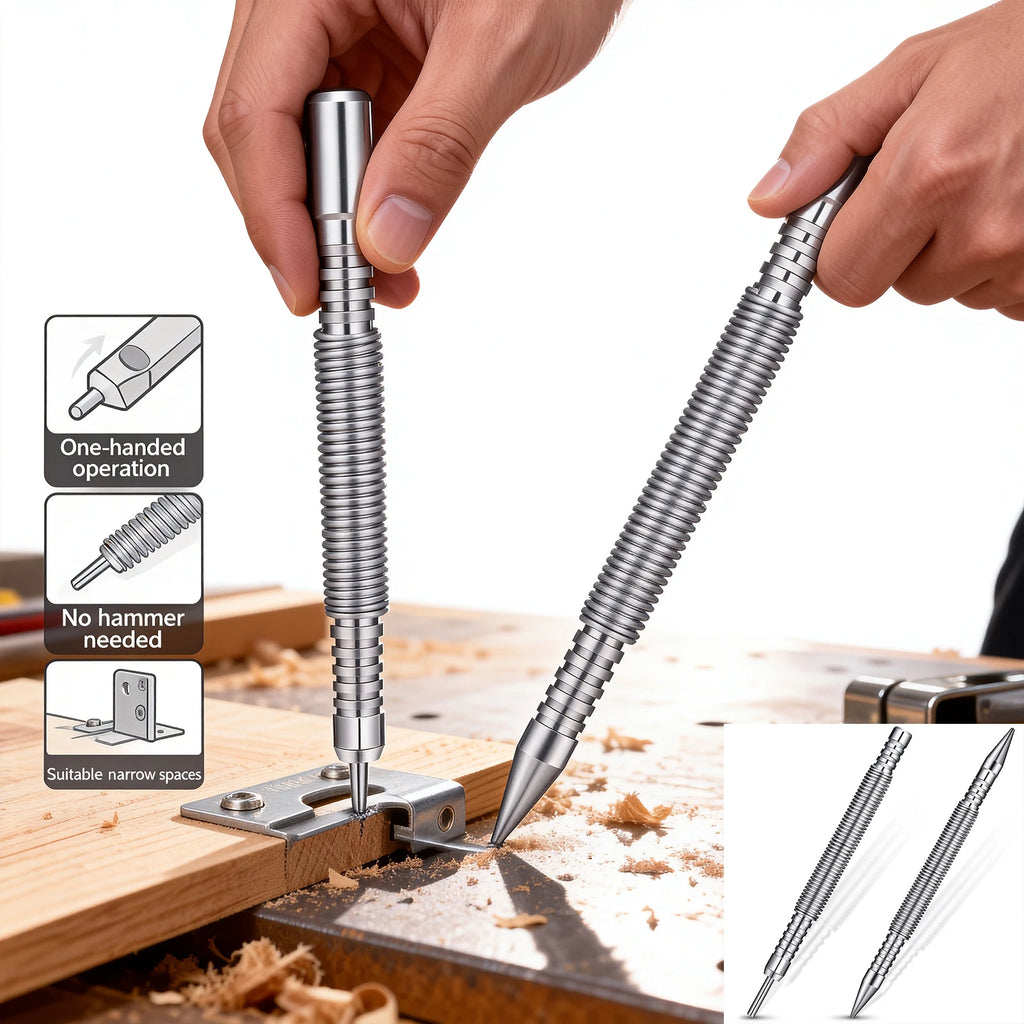 Spring Center Punch & Dual Head Nail Setter – High Carbon Steel Nail Punch Tool Set Nixie