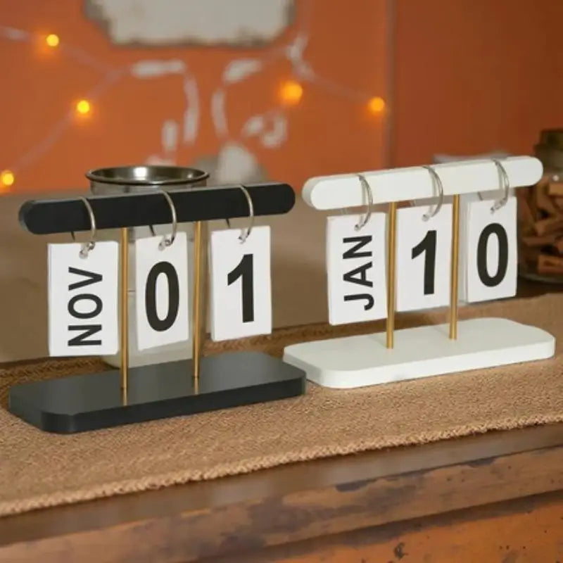 Flip Perpetual Desk Calendar – Minimalist ABS Desktop Ornament Perpetual Desk Calendar Nixie