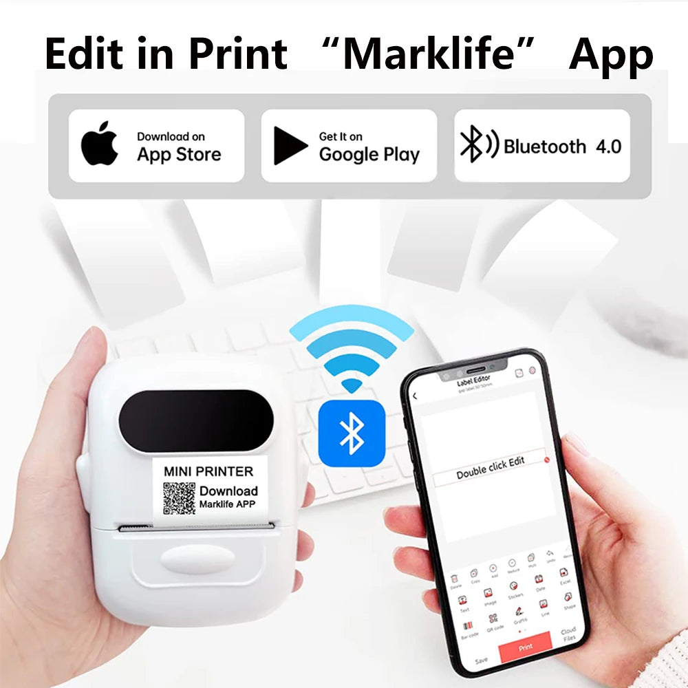 Marklife P50 Portable Bluetooth Thermal Label Printer 12-50mm