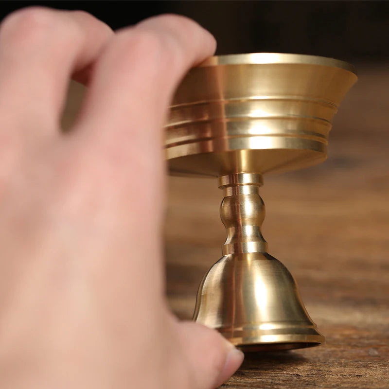 Brass Butter Lamp Candle Holder – Golden Retro Candlestick Candle Holder Nixie