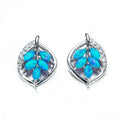 Blue Simulated Opal Heart Stud Earrings with Rhinestones Stud Earrings Nixie Blue
