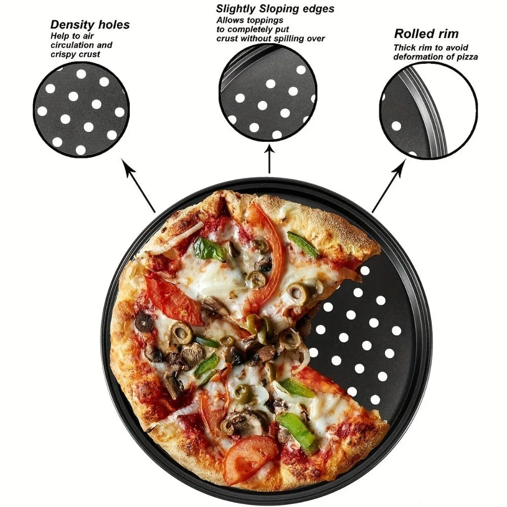 Non-Stick Perforated Pizza Pan 9–14 Inch Round Baking Tray Pizza Baking Pan Nixie