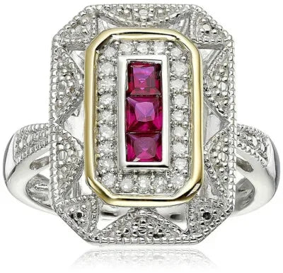 Vintage Art Deco Princess Cut Zircon Ring – Silver | Sizes 6–10 Fashion Ring Nixie black 2