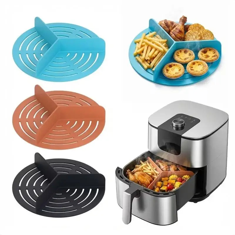 Silicone Air Fryer Divider Tray | 3-Compartment Reusable Liner Air Fryer Liner Nixie