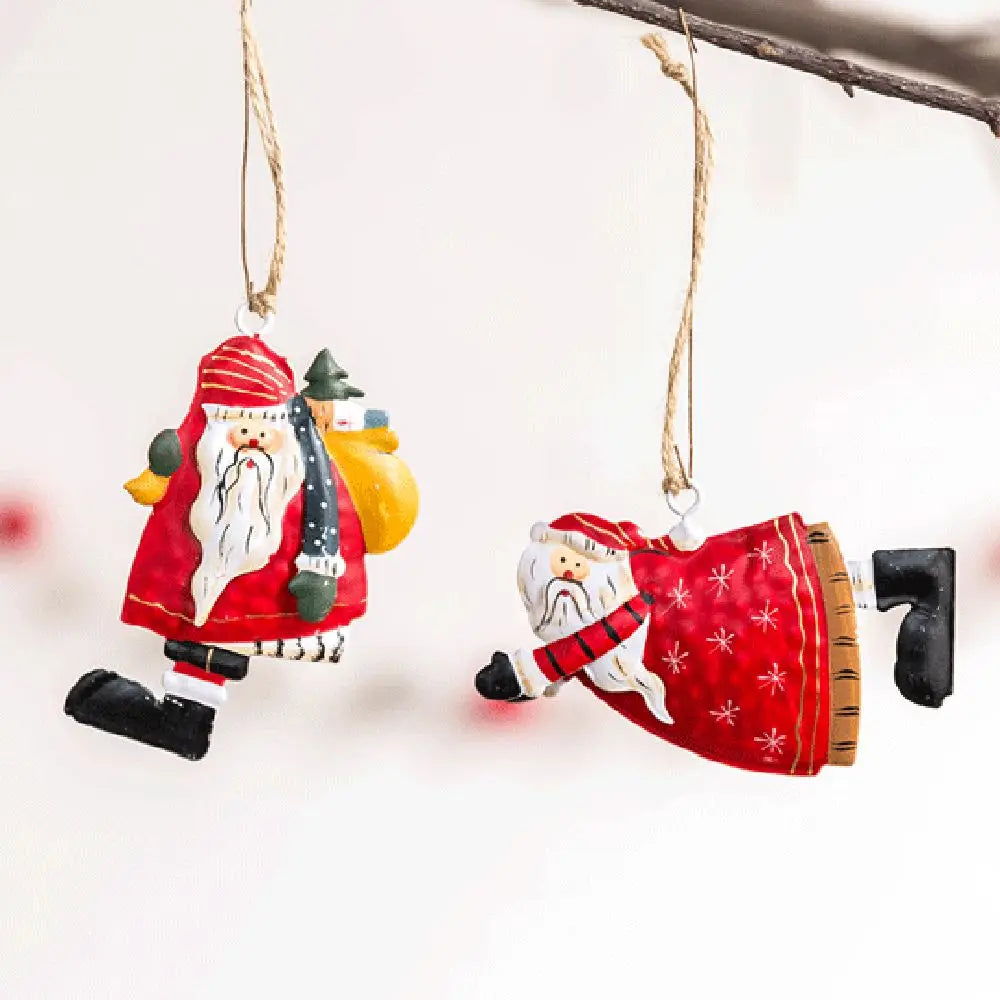 Retro Metal Christmas Ornaments – Angel, Santa & Snowman Pendants