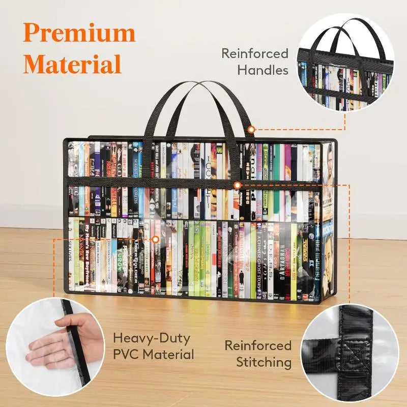 Transparent PVC Zipper Bag – DVD CD Book File Storage Organizer
