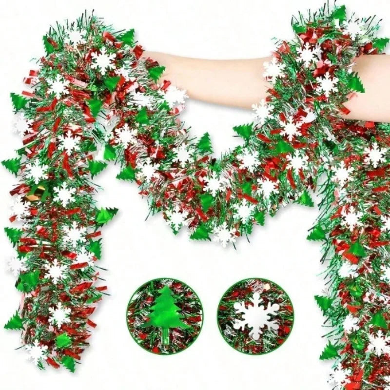 2M Red Green Christmas Wreath Santa Garland Indoor Outdoor Christmas Wreath Garland Nixie tree snowflakes