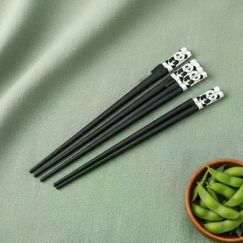Cartoon Panda Metal Chopsticks – Reusable Non-Slip, 5 Pairs Reusable Chopsticks Nixie