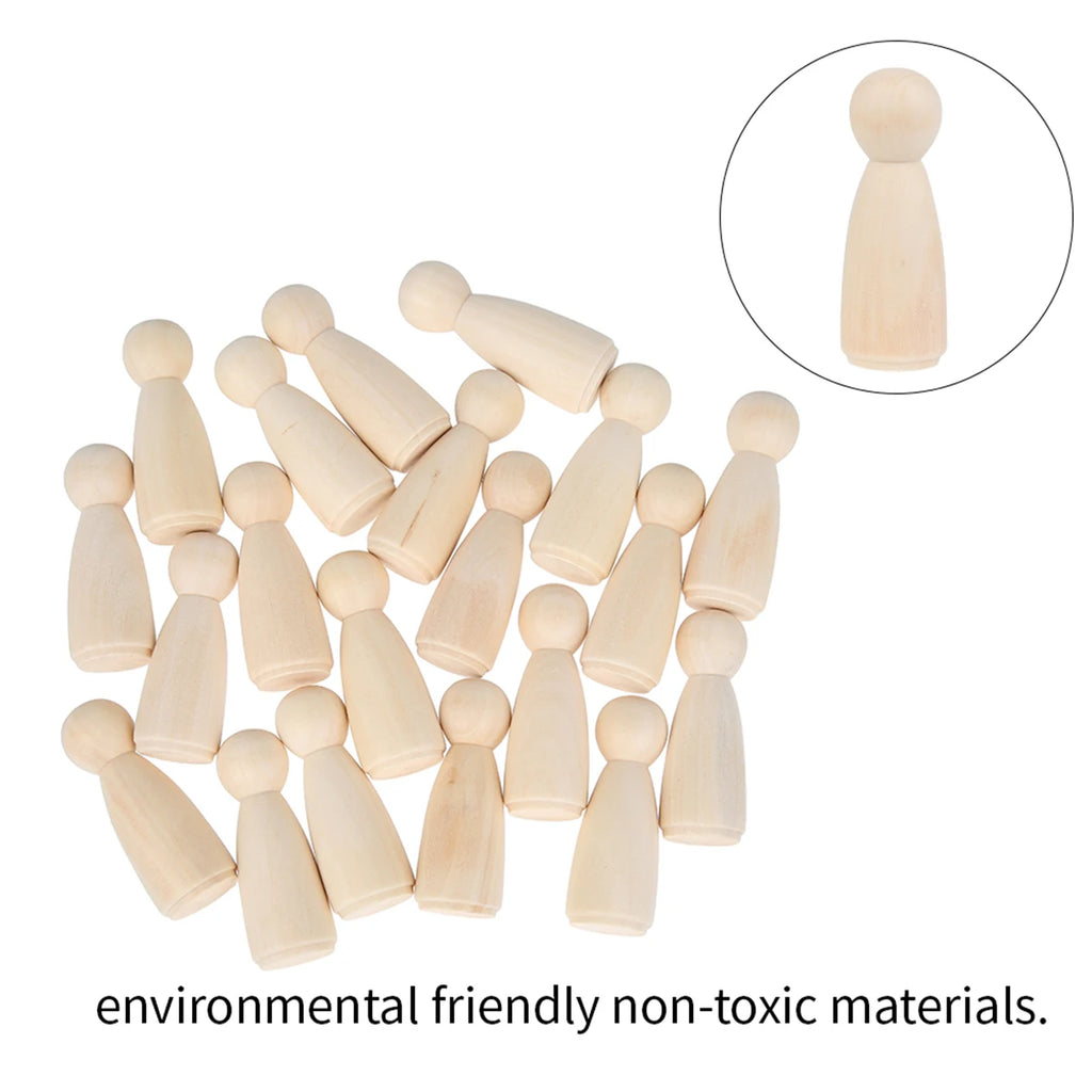 Wooden Peg Dolls Unpainted Unfinished DIY Figures 5/10/20 Pcs DIY Wooden Craft Dolls Nixie