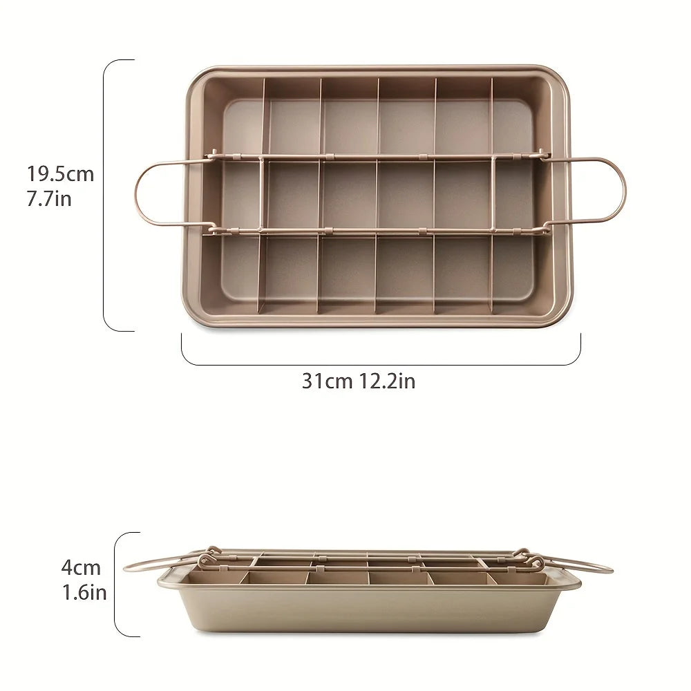 18-Grid Stainless Steel Brownie Pan with Dividers – Non-Stick Brownie Baking Pan Nixie