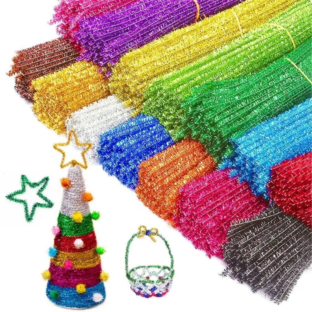 100pcs Glitter Chenille Stems 30cm – Christmas DIY Craft Supplies Chenille Craft Stems Nixie