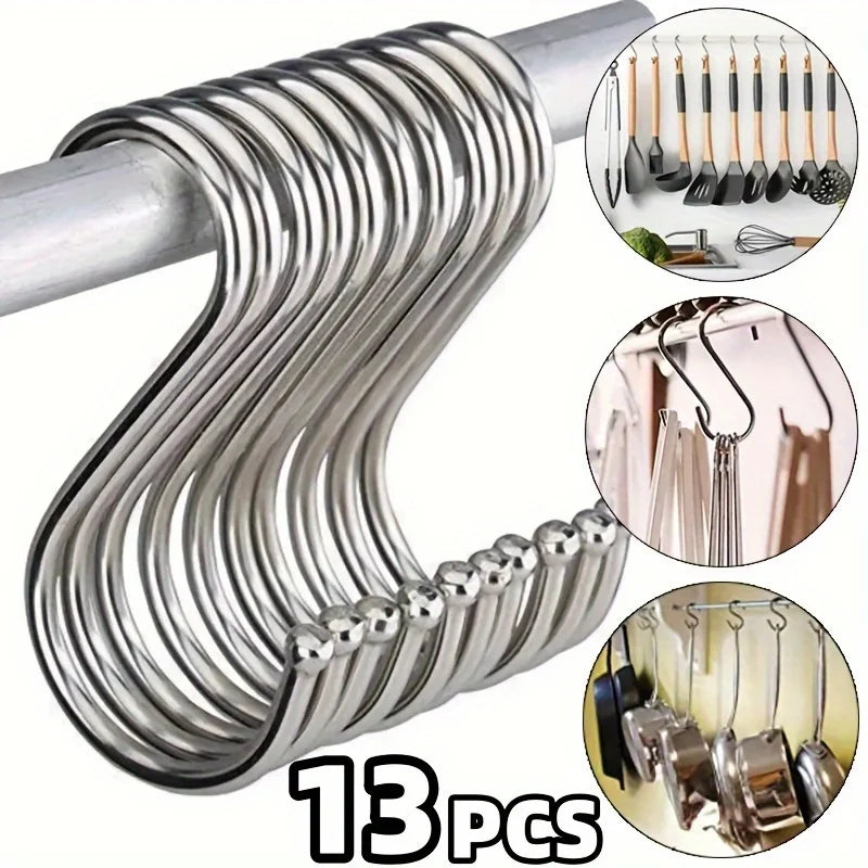 Stainless Steel S-Hook Set 5/13 Pcs – Kitchen & Wardrobe Hooks S-Hook Set Nixie 13PCS