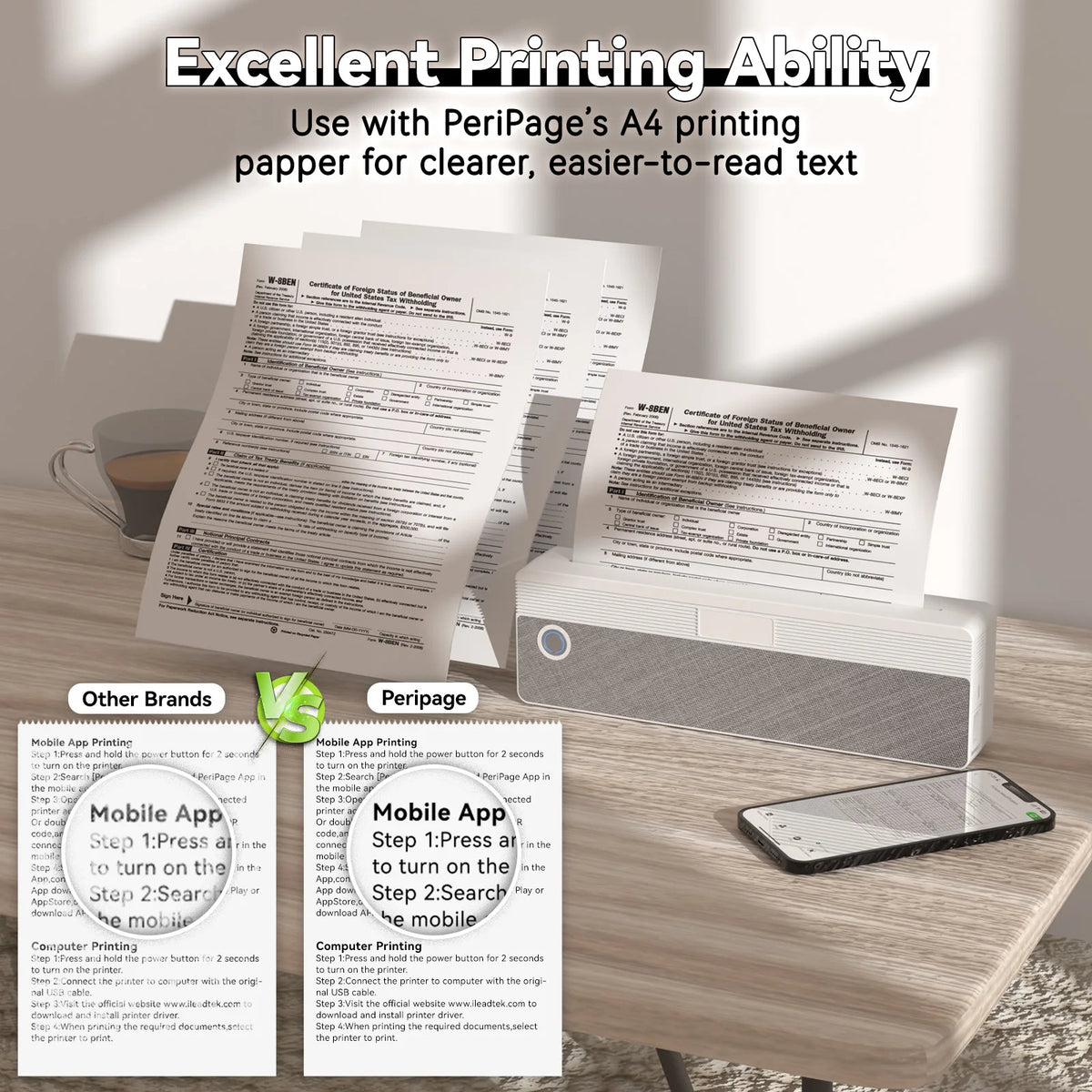 Peripage P81 Portable A4 Bluetooth Thermal Printer – Inkless