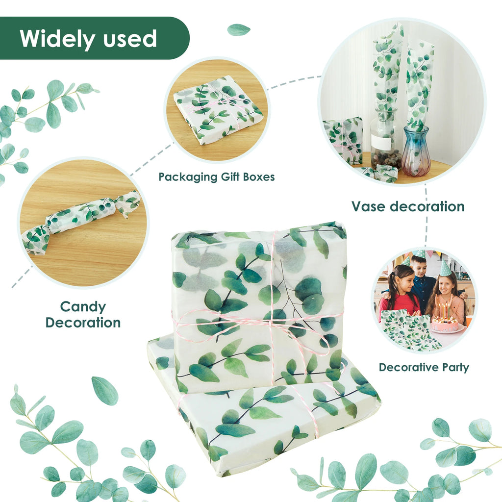 100Pcs Green Leaf Tissue Paper 20x14in Botanical Gift Wrap Gift Wrapping Paper Nixie