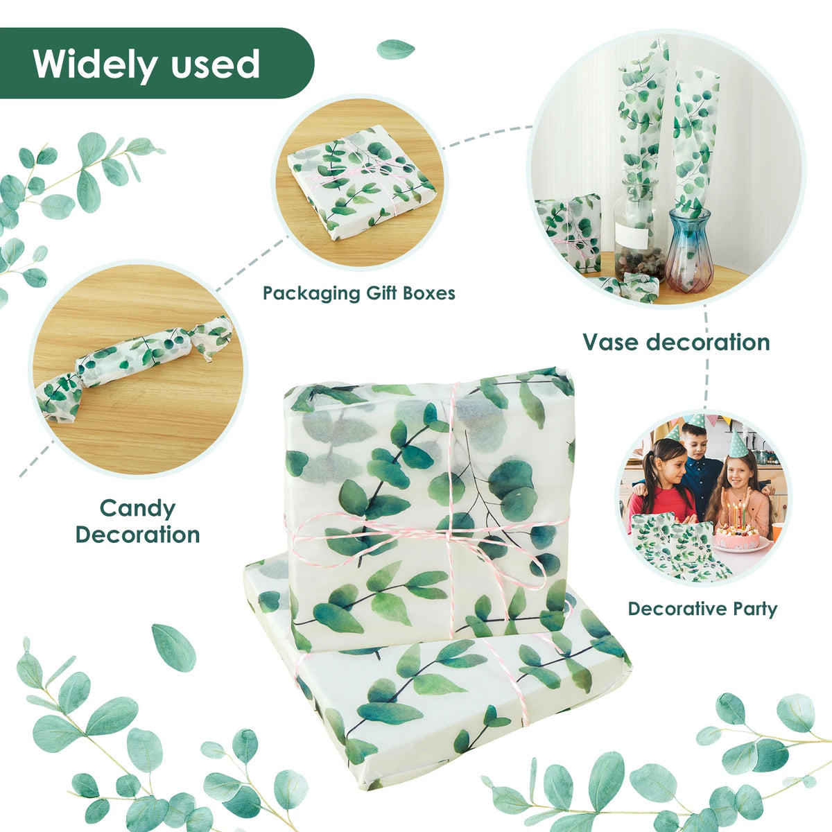 100Pcs Botanical Leaf Tissue Paper 20x14in – Gift Wrapping Sheets