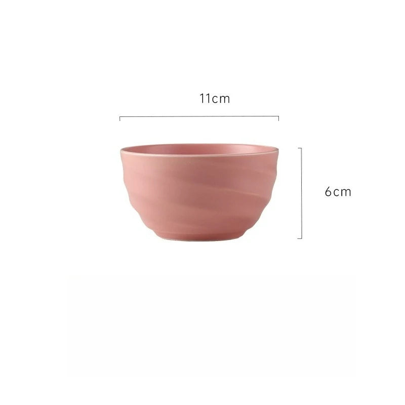 Gradient Ceramic Rice Bowl Set of 5 – Porcelain Tableware Gift