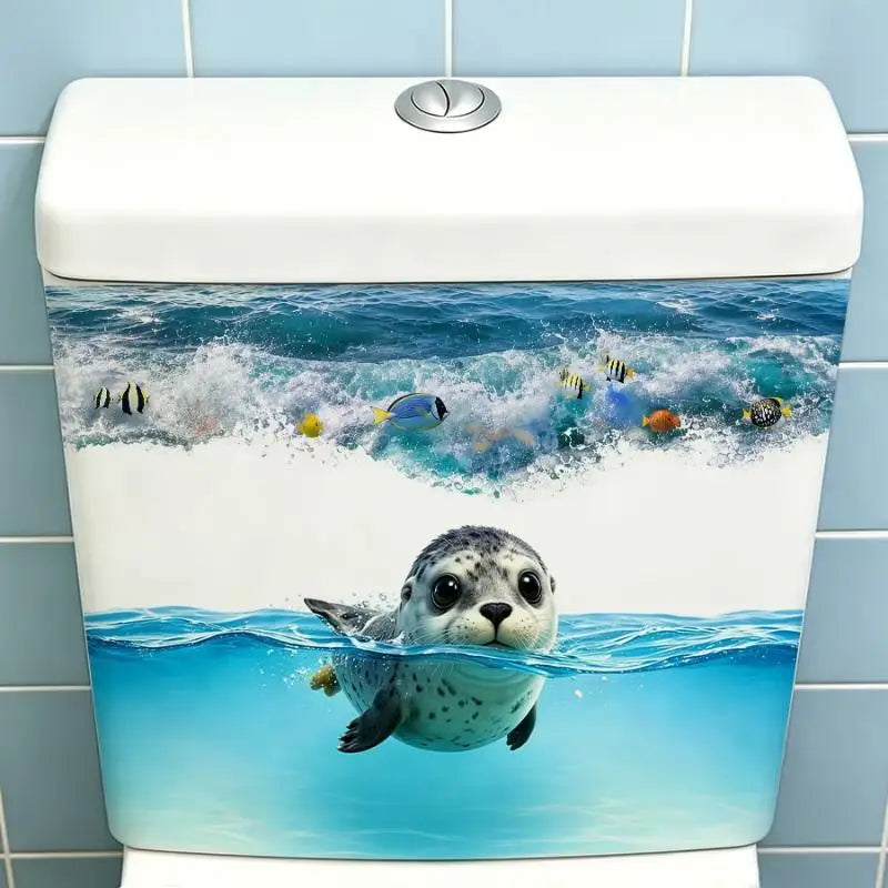 Sea Seal Toilet Tank Sticker – Waterproof Ocean Bathroom Decal Bathroom Decor Sticker Nixie