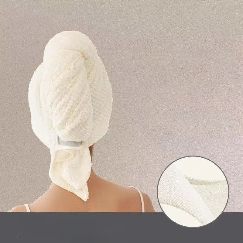 Microfiber Hair Towel Wrap with Elastic Strap | Quick Dry Microfiber Hair Wrap Nixie white