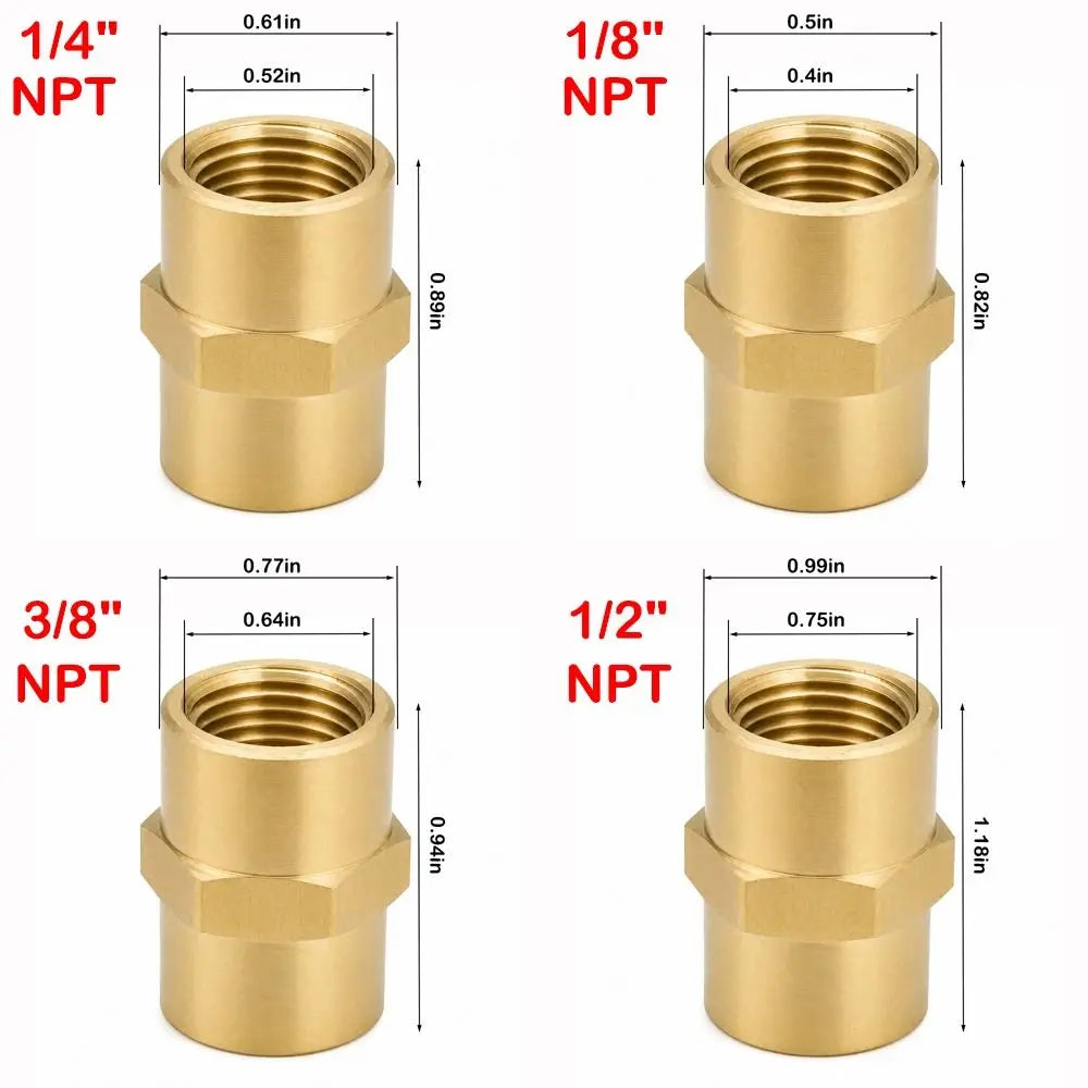 Brass NPT Female Coupling 1/8" 1/4" 3/8" 1/2" Pipe Fitting
