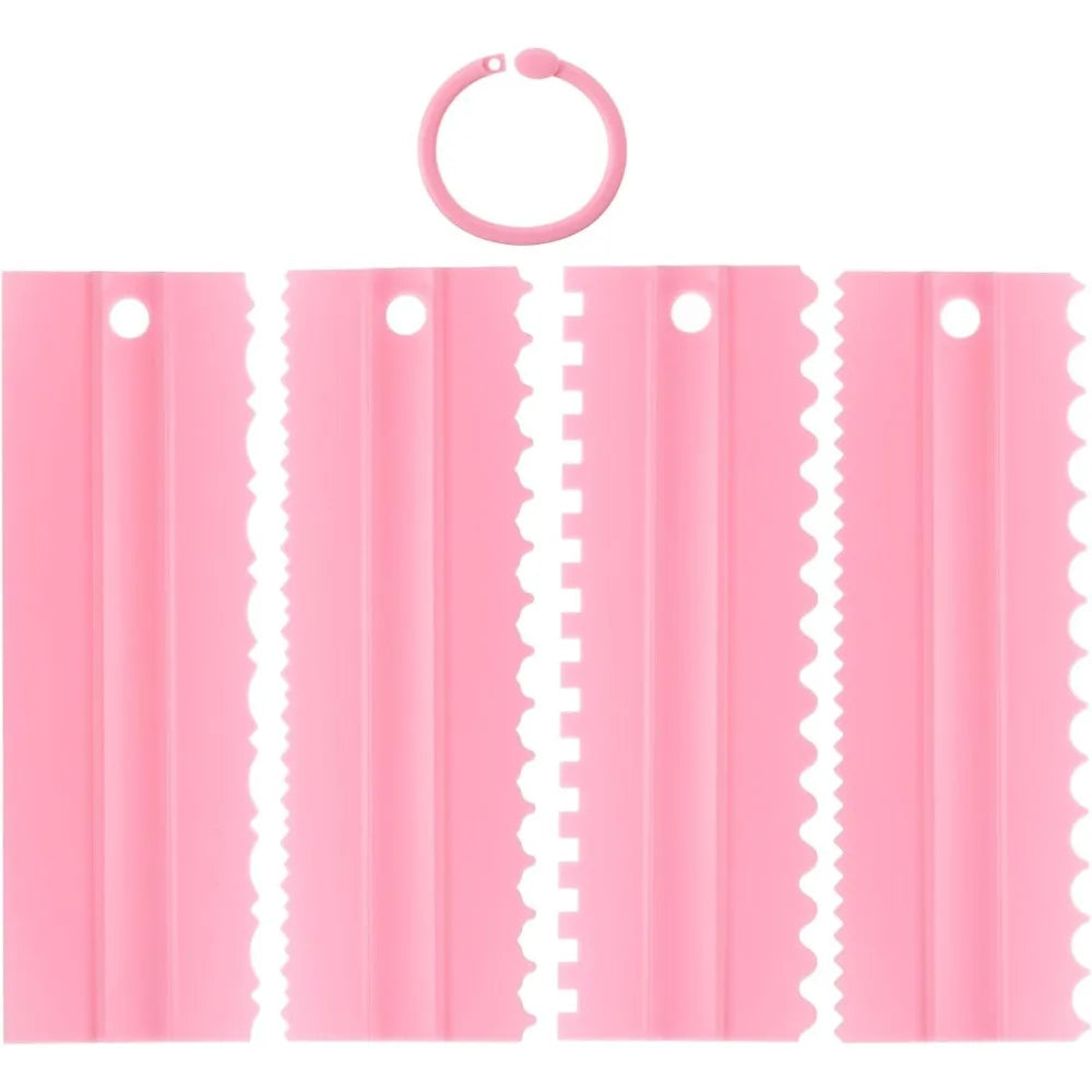 4Pcs Plastic Cake Scraper & Decorating Comb Set | Baking Tools